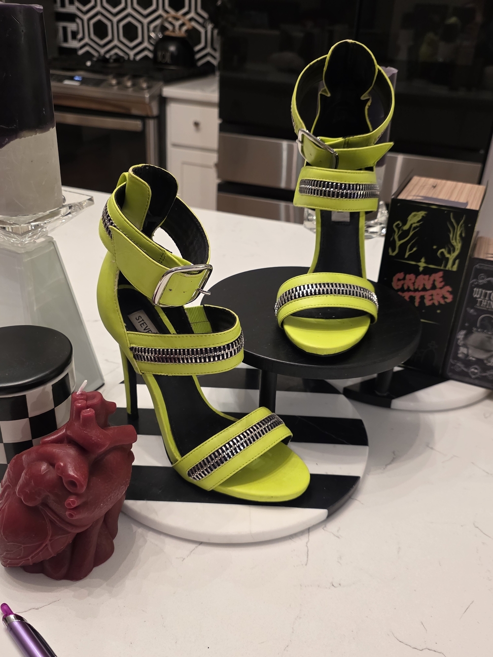 Steve Madden Neon Yellow Strappy Stilettos
